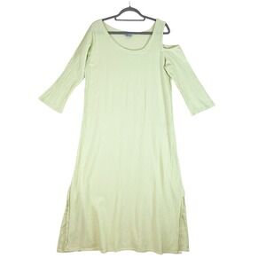 Oh My Gauze Green Cotton Cold Shoulder Midi Dress Size 1 Lagenlook Gauze Boho